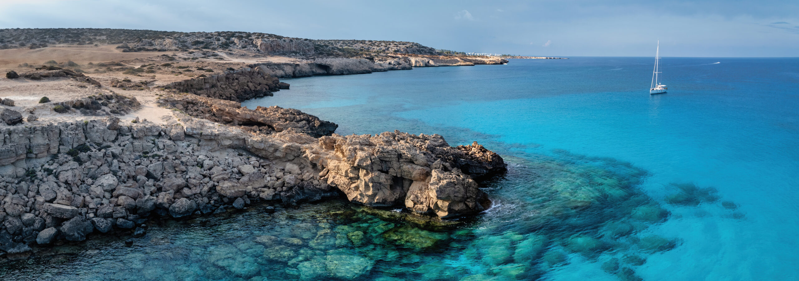 Cyprus Blue Lagoon Sailboat At Cape Greco Coast Ayia Napa
