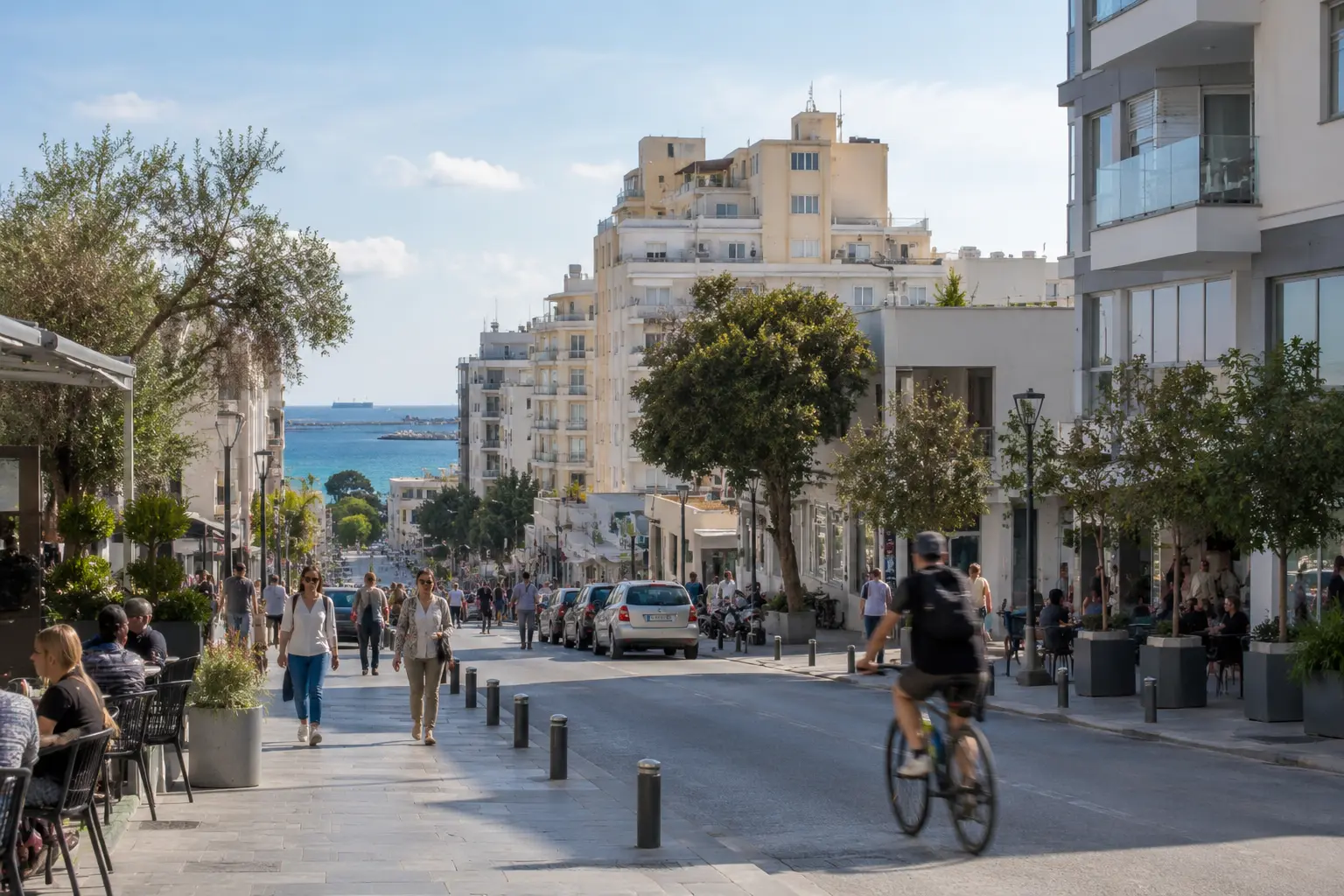 רחוב עירוני בלימסול היורד אל קו הים רחוב עירוני בלימסול היורד אל קו הים