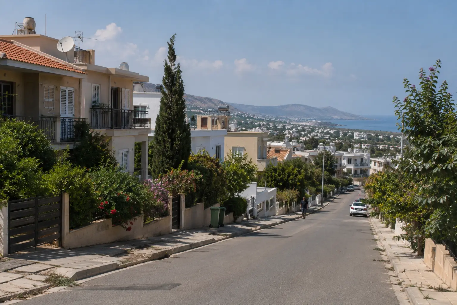 שכונת מגורים בפאפוס עם תצפית אל הים שכונת מגורים בפאפוס עם תצפית אל הים
